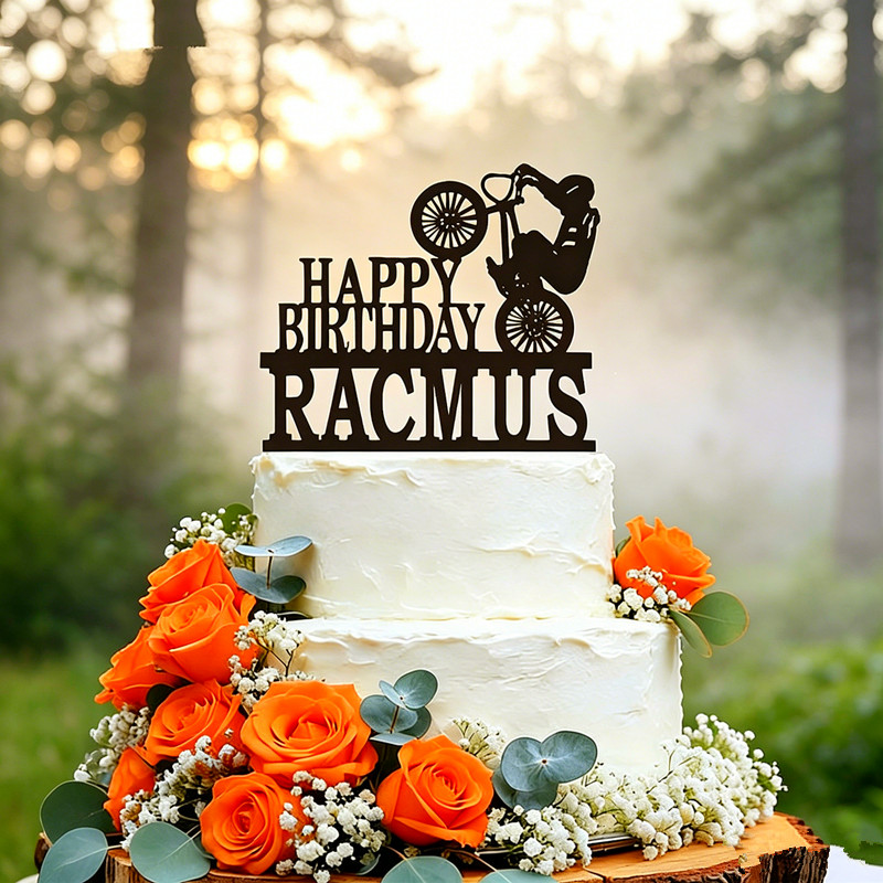 Mountain Biking Events - Custom Bicycle Birthday Cake Topper,Dirt Bike