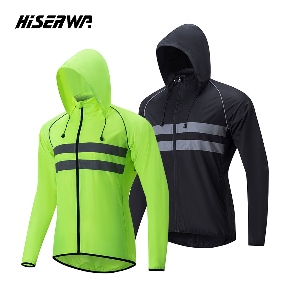 Mountain Biking Jacket - HISERWA Cycling Windbreaker Windproof Waterproof Reflective